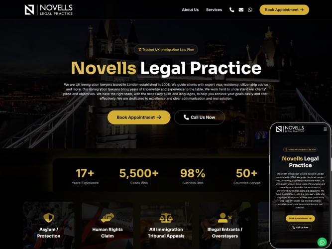 Novells - Immigration Lawyer Site screenshot 1
