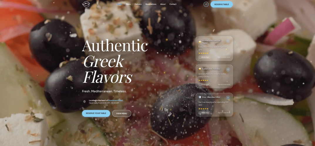Tonos Greek Restaurant – Next.js Website with Online Reservations, Menu & WhatsApp Ordering screenshot 4