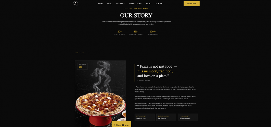 JPizza House – Authentic Italian Pizzeria Website with Online Ordering, Reservations & WhatsApp Integration screenshot 2