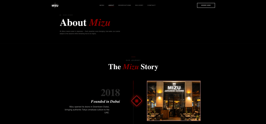 Mizu Restaurant – Premium Japanese Sushi Website with Omakase Reservations, Menu & WhatsApp Ordering screenshot 3