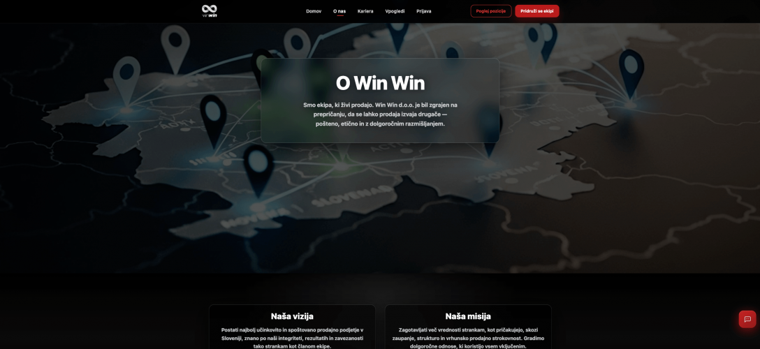 Win Win – Sales Recruitment Website for Leading Slovenian Telecom Sales Organization with AI Chatbot & Contentful CMS screenshot 5