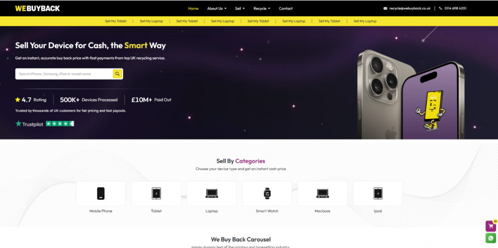 We Buy Back – Mobile Recycling & Trade-In Platform with Valuation & Processing System screenshot 1