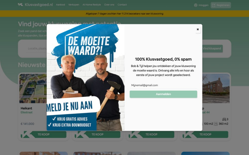 Klusvastgoed.nl — Fixer-Upper Real Estate Marketplace with 3 In-House AI Tools screenshot 2