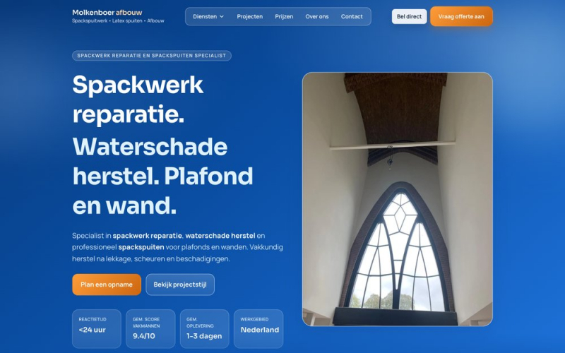 Molkenboer Afbouw — 100 Lighthouse Next.js Site for Dutch Plasterer screenshot 1