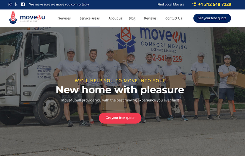 Website design for moving company in Chicago screenshot 1