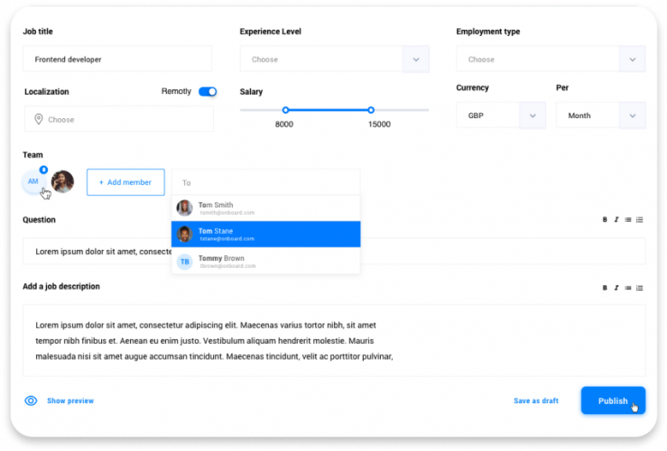 Onboard – Web HR platform screenshot 2