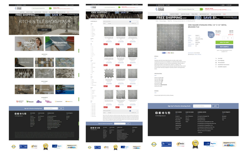 Glass Tile Oasis. Worldwide Tile Retailer - Mobile Development, Responsive Design, Magento Support,Magento Development screenshot 1