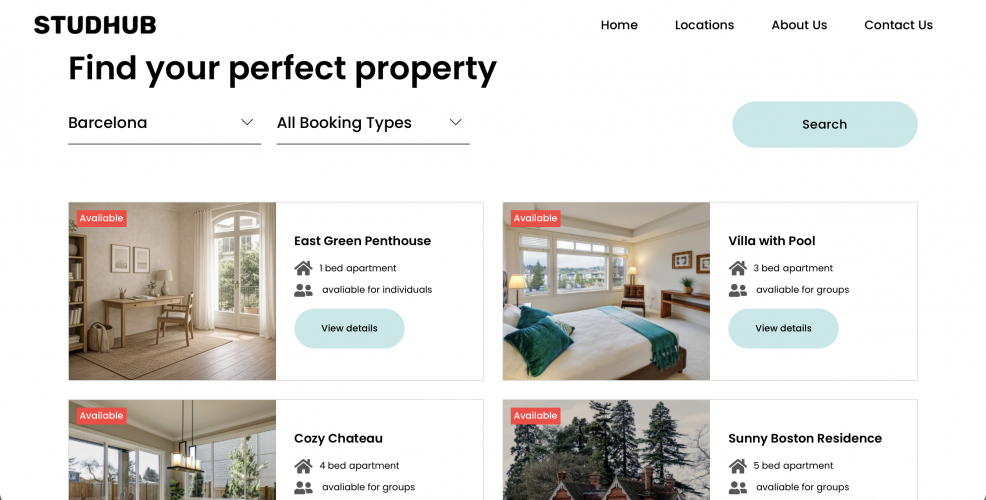 Web Platform for Student Accommodation i screenshot 1