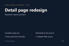 Detail Page Redesign for a Research Report Product (13 final panels, 17 editable source files)