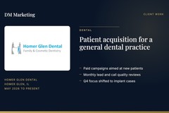 Patient acquisition for a general dental practice in Homer Glen, IL