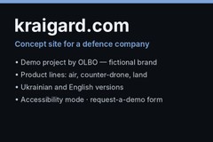 Kraigard — concept website for a defence company (demo)