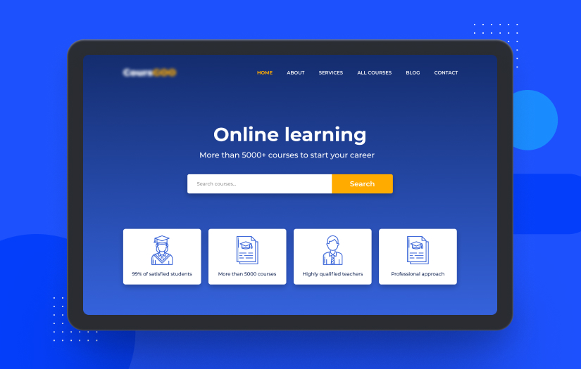 Online education marketplace for a provider of e-learning software screenshot 1