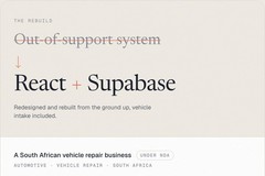 Rebuild of a vehicle repair business's system (South Africa, NDA)