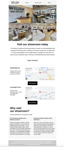 Email marketing for bath furniture store screenshot 2