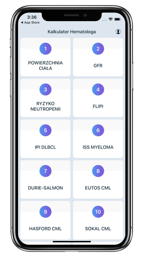 Hematoonkologia – app calculating factors for patient's treatment screenshot 1