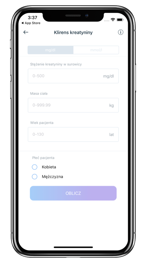 Hematoonkologia – app calculating factors for patient's treatment screenshot 2