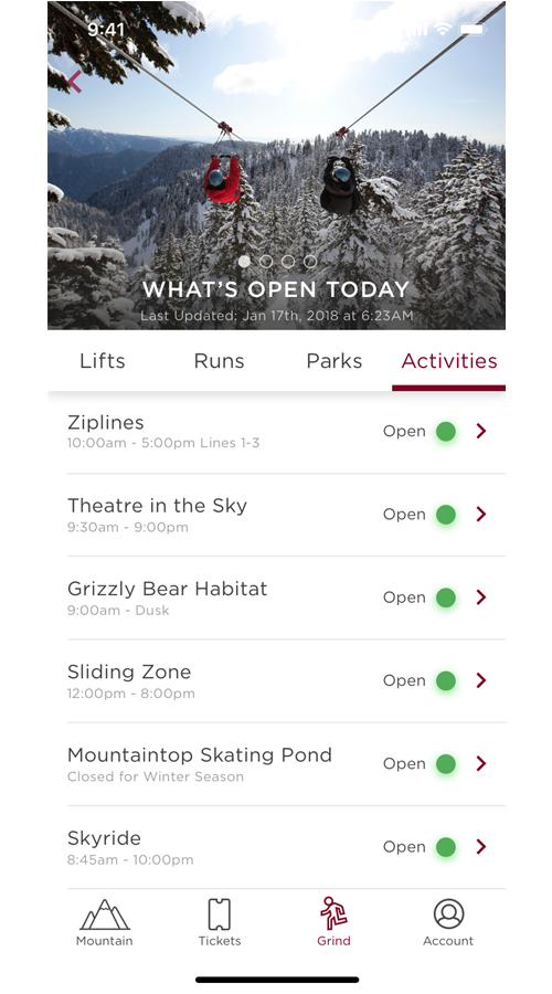 Grouse Mountain - iOS and Android Native Apps screenshot 1