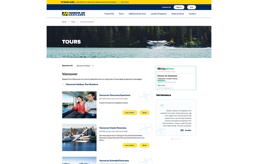 Harbour Air - UX Research and Website UI Redesign screenshot 4