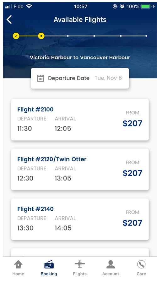 Harbour Air - iOS and Android Native Apps screenshot 2