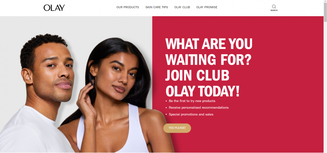 SEO promotion of OLAY.CO.UK cosmetics online store screenshot 1