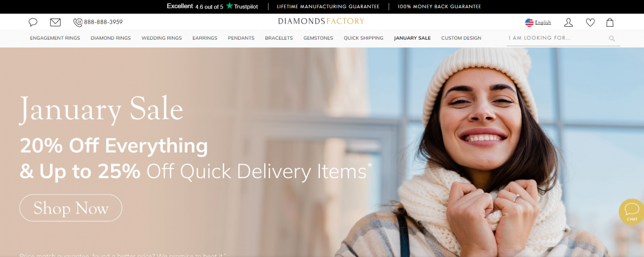 SEO Promotion of Diamondsfactory.com Jewelry Shop screenshot 1