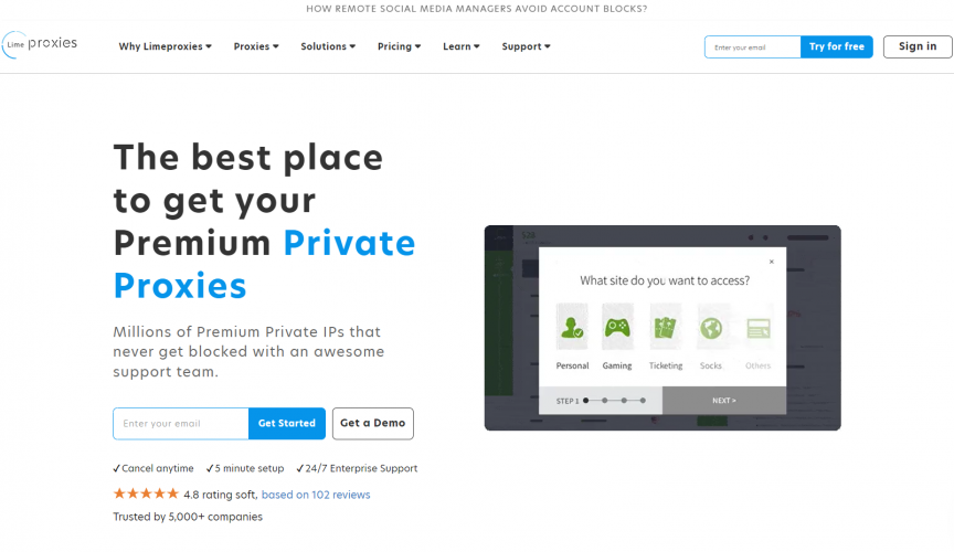 Search Engine Optimization of Limeproxies Private Proxy Services screenshot 1
