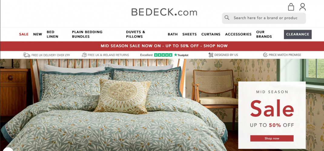 SEO Promotion of the Bedeck Home Website screenshot 1