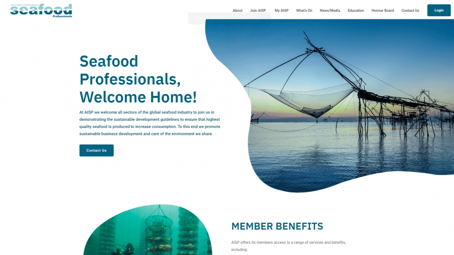 Association of International Seafood Professionals Website Design screenshot 1