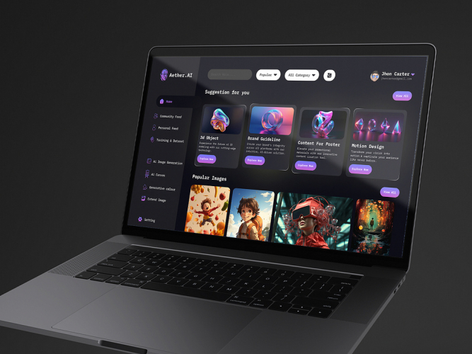 AI Image Generator Dashboard Design screenshot 2