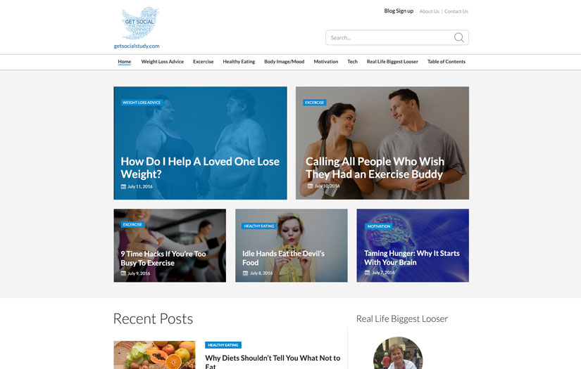 Fitness and Heath blog for USA based University screenshot 1