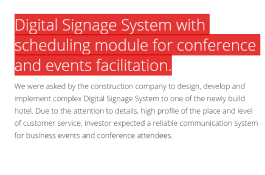 Digital Signage System with scheduling module for conference and events facilitation