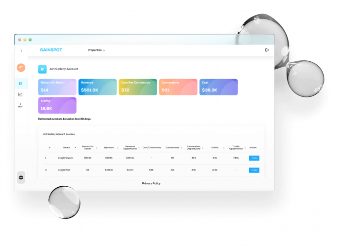 Gainspot | MVP for SEM, SEO & AI-driven search campaigns optimisation screenshot 3