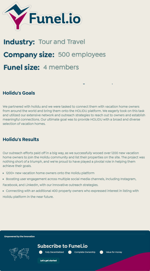 B2B Outreach for Vacation Home Company: Funel's Case Study screenshot 1