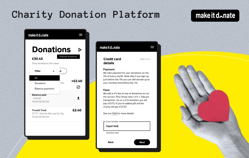 Charity donation platform screenshot 1