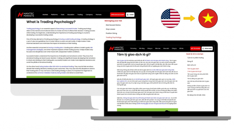 Portfolio of Financial Services Translation Projects - Hantec Markets screenshot 3