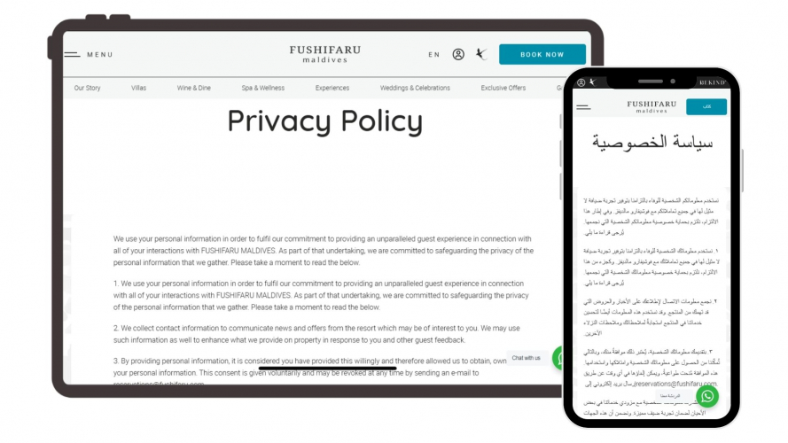 Portfolio of Travel & Hospitality Translation Projects - Fushifaru Maldives screenshot 1