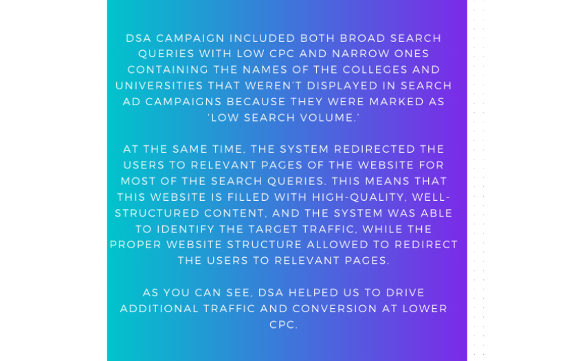 Google DSA Lower CPC And Increase Conversions — International Education Agency Case Study screenshot 11