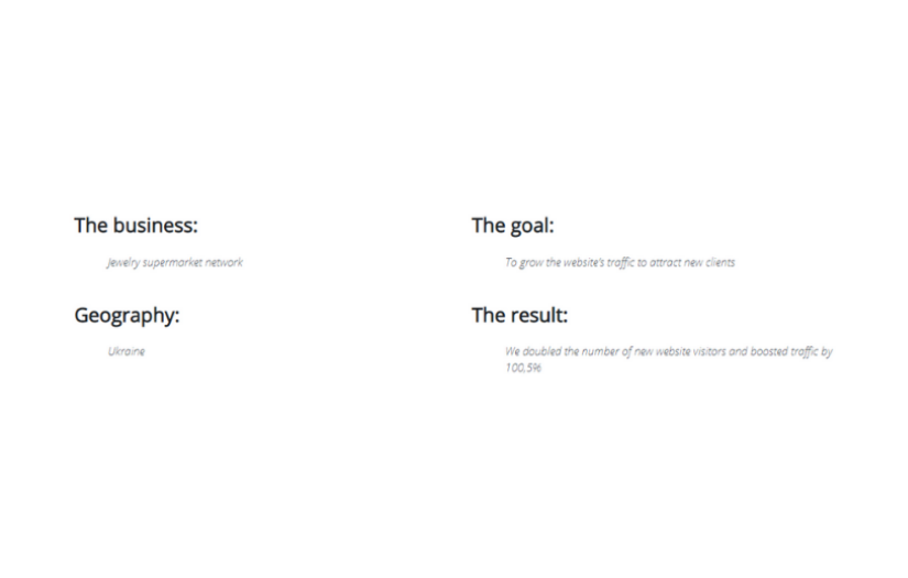 How We Doubled The Number Of Website Visitors For Jewelry Supermarket Network 'UkrZoloto' screenshot 2