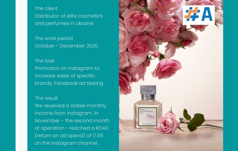 Launched advertising on Instagram and reached ROAS in 1765% — case of an online store of elite cosmetics screenshot 2