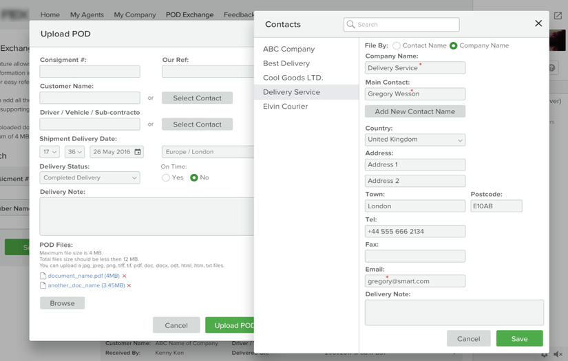 Courier network and communication SaaS tool screenshot 1
