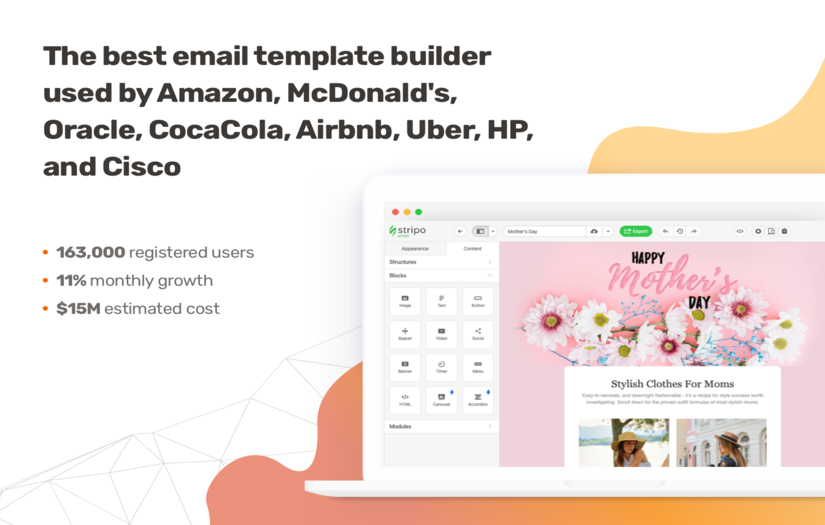 Email template visual builder with AMP support screenshot 1