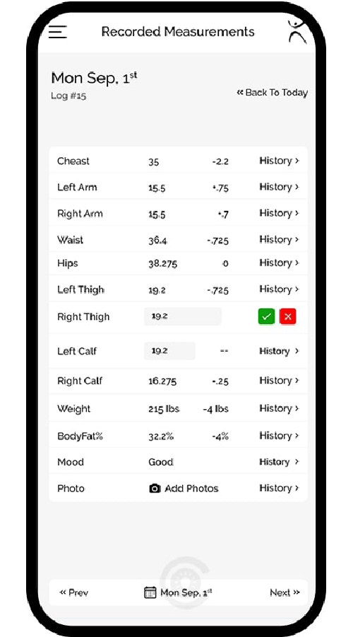 App for fitness/body measurements recording screenshot 4