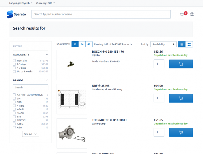 eCommerce platform for automotive screenshot 1
