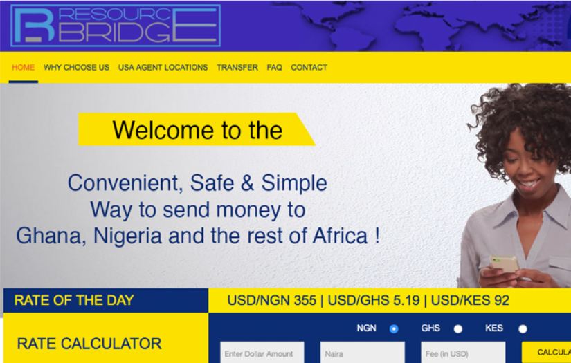 Resource Bridge : Online remittance platform - Nigeria, Kenya, and Ghana screenshot 1