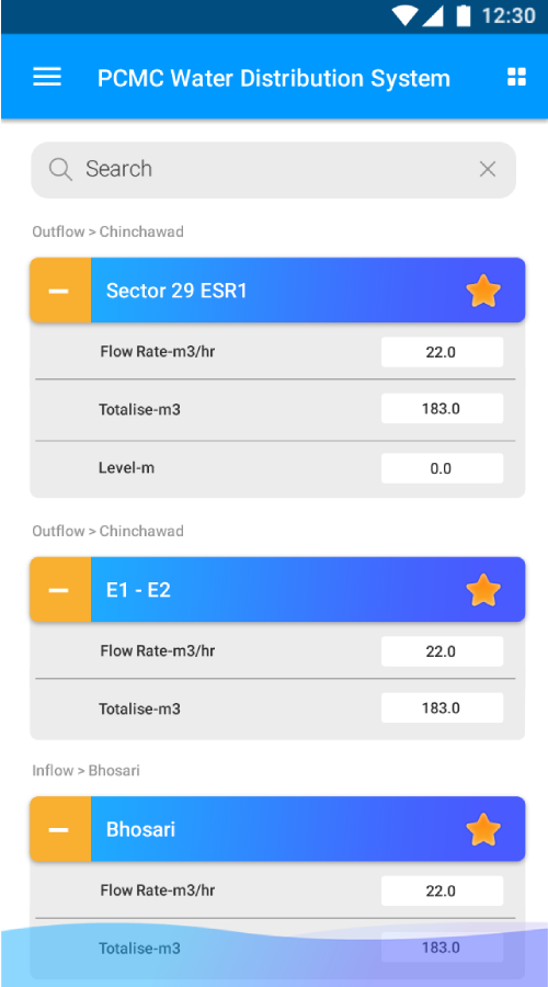 Real time water distribution monitoring application screenshot 2