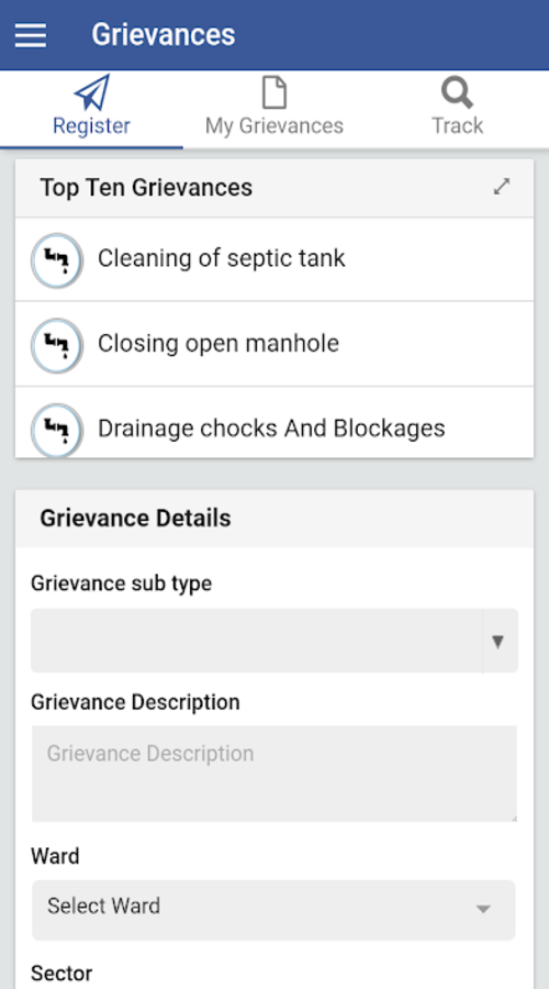 Online service delivery of citizen services and quick grievance solution screenshot 3