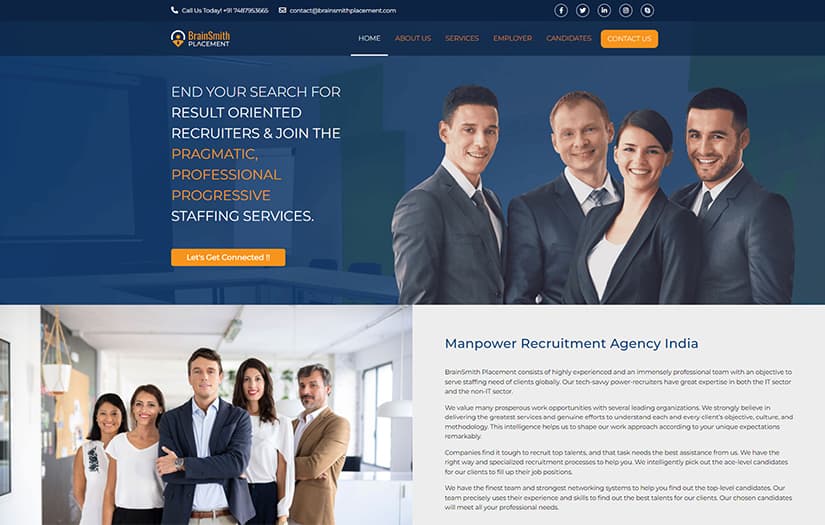 BrainSmith Placement: Recruitment Website Developm screenshot 1