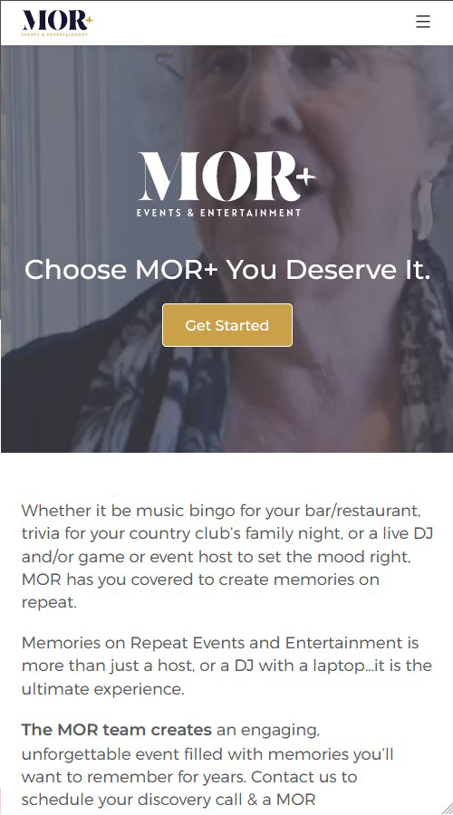 MOR Events & Entertainment | Website Design & Development screenshot 2