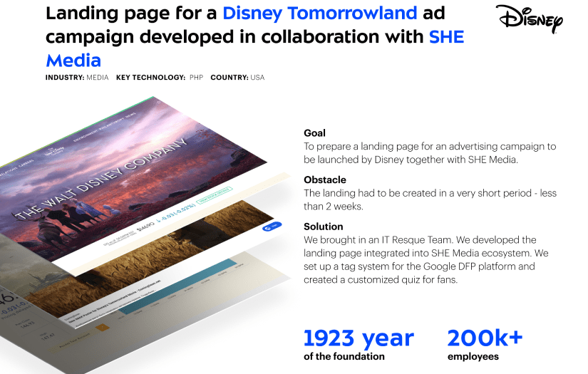 Disney: Landing page for Disney Tomorrowland ad campaign developed in collaboration with SHE Media screenshot 1