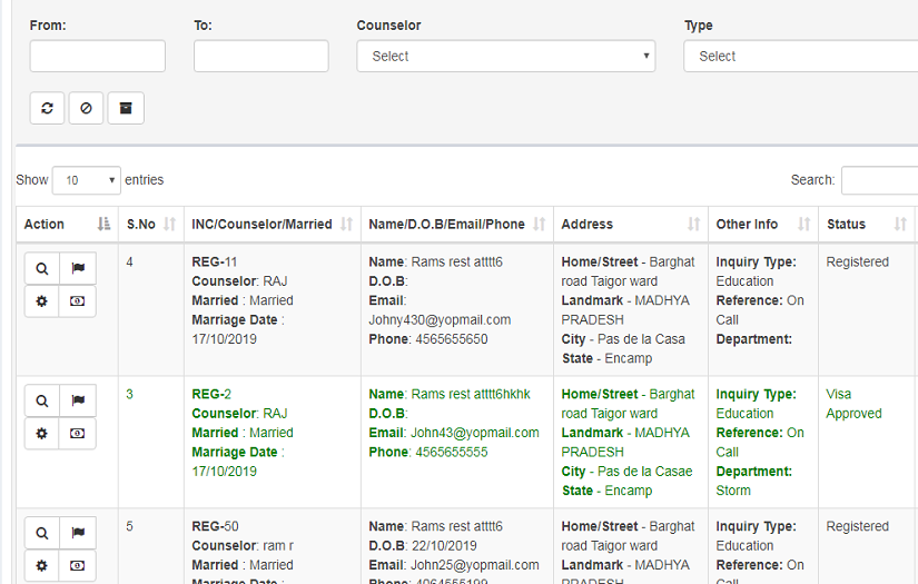 Node.JS based CRM application screenshot 4